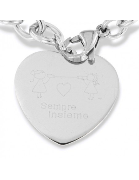 Bracciale Acciaio Cuore Incisione Sempre Insieme [0a01ba2c]