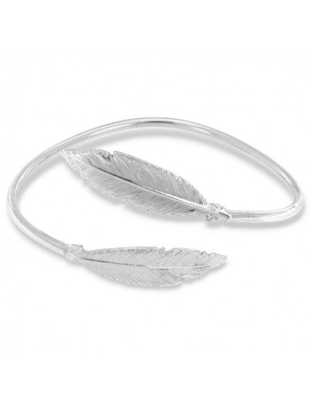 BRACCIALE ARGENTO RODIATO SCHIAVA A DUE PIUME [86c9b45a]