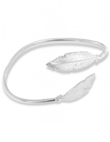 BRACCIALE ARGENTO RODIATO SCHIAVA A DUE PIUME [1ccbb8d6]