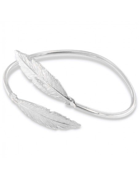 BRACCIALE ARGENTO RODIATO SCHIAVA A DUE PIUME [39ef9f7a]