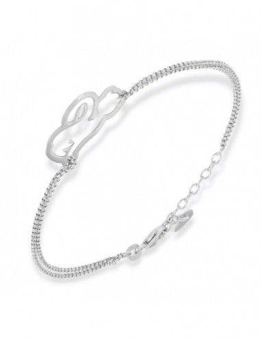 Bracciale Argento Rodiato Gattino Catena Rollo Sfaccettata [e50a0cd7]