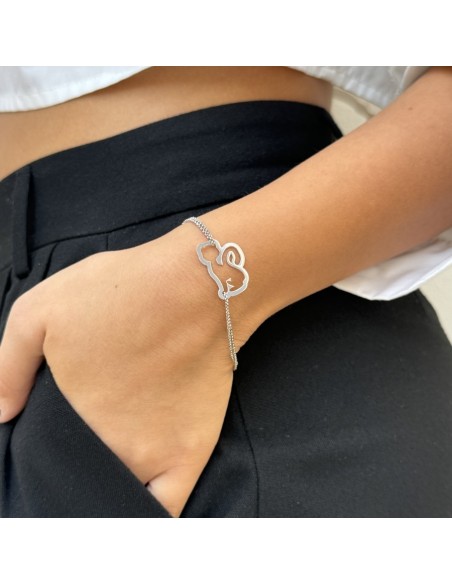 Bracciale Argento Rodiato Gattino Catena Rollo Sfaccettata [d2cdd515]