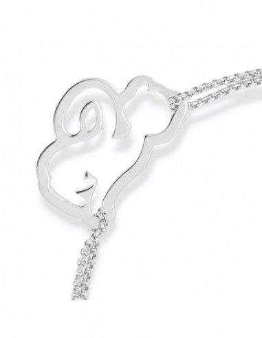 Bracciale Argento Rodiato Gattino Catena Rollo Sfaccettata [65d01411]