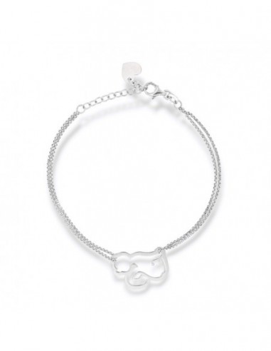 Bracciale Argento Rodiato Gattino Catena Rollo Sfaccettata [6080530f]