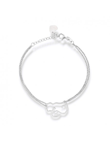 Bracciale Argento Rodiato Gattino Catena Rollo Sfaccettata [6080530f]