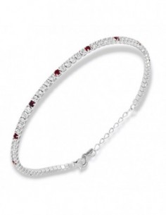 Bracciale Argento Tennis Zirconi Bianchi Rossi 2MM [53ff0292]