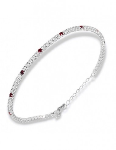 Bracciale Argento Tennis Zirconi Bianchi Rossi 2MM [53ff0292]