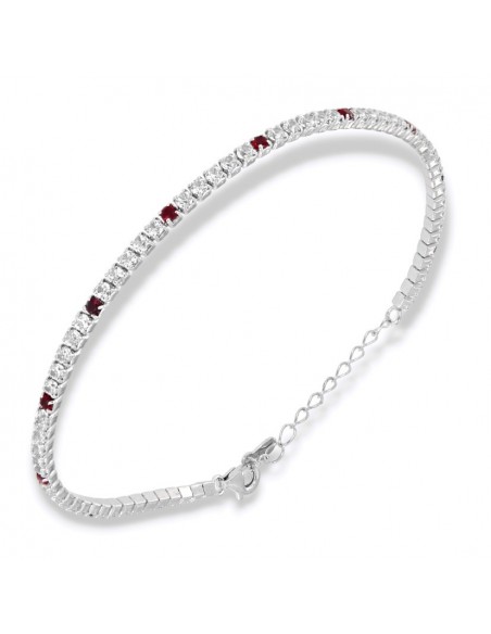 Bracciale Argento Tennis Zirconi Bianchi Rossi 2MM [53ff0292]