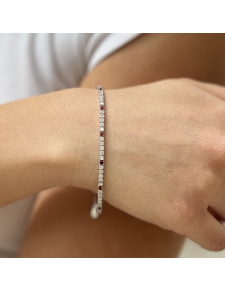 Bracciale Argento Tennis Zirconi Bianchi Rossi 2MM [e1e1960a]