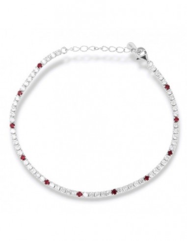 Bracciale Argento Tennis Zirconi Bianchi Rossi 2MM [53ac1010]
