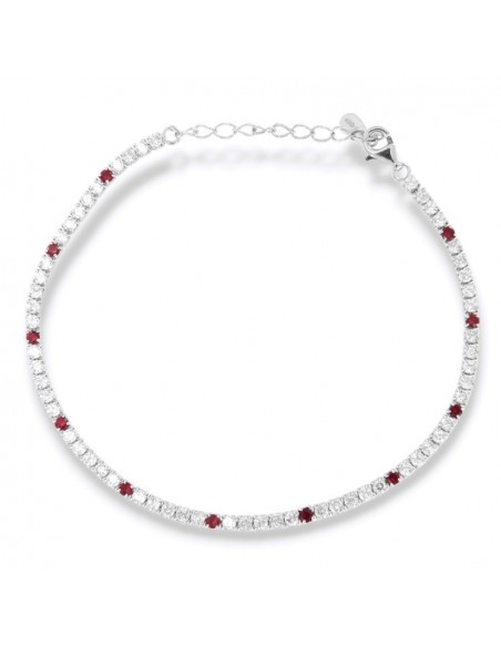 Bracciale Argento Tennis Zirconi Bianchi Rossi 2MM [53ac1010]