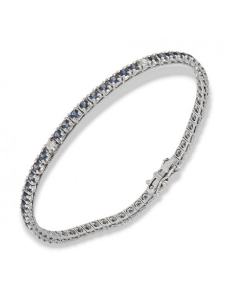 BRACCIALE ORO BIANCO TENNIS ZAFFIRI DIAMANTI [22caaeae]