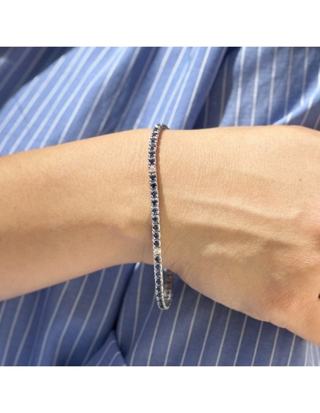 BRACCIALE ORO BIANCO TENNIS ZAFFIRI DIAMANTI [45e35a04]