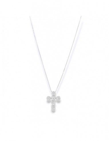 CIONDOLO ORO CROCE GRANDE CON 42 DIAMANTI 0,84 + CAT [b8344247]