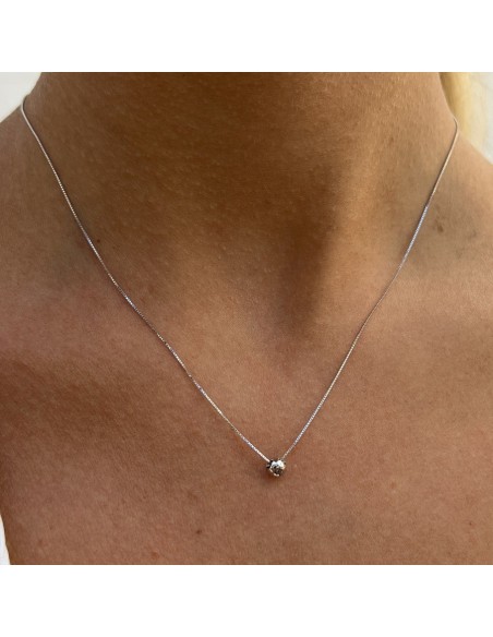 COLLANA ORO BIANCO PUNTO LUCE BOCCOLA 0,02 CARATI [0b53eb6e]