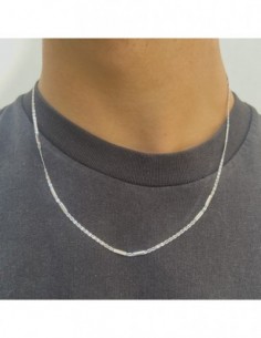 Collana Oro Bianco Maglia Marina E Specchiata [abc36643] 2