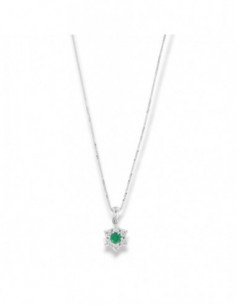 Ciondolo Oro Bianco Principessa Smeraldo Tondo 0,30 Carati Diamanti 0,48 Carati [146644b7]