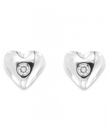 Orecchini Oro Bianco Cuore Diamanti 0,08 Carati [99ae503e]