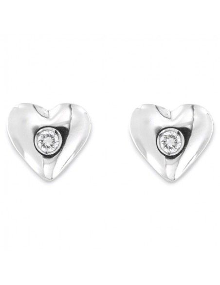 Orecchini Oro Bianco Cuore Diamanti 0,08 Carati [99ae503e]