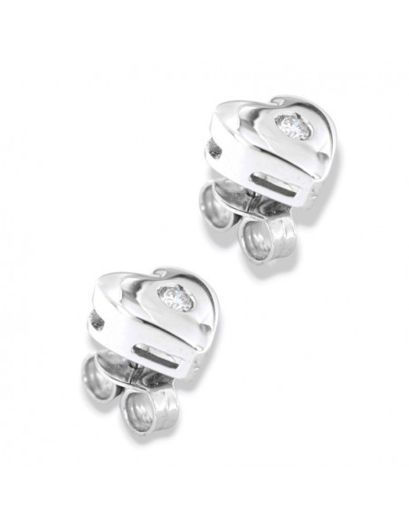 Orecchini Oro Bianco Cuore Diamanti 0,08 Carati [7ae0cb43]