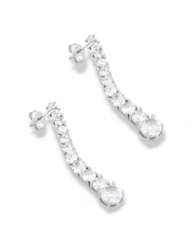 Orecchini Argento Rodiato Ciuffo Zirconi Degradè [134d01bd]