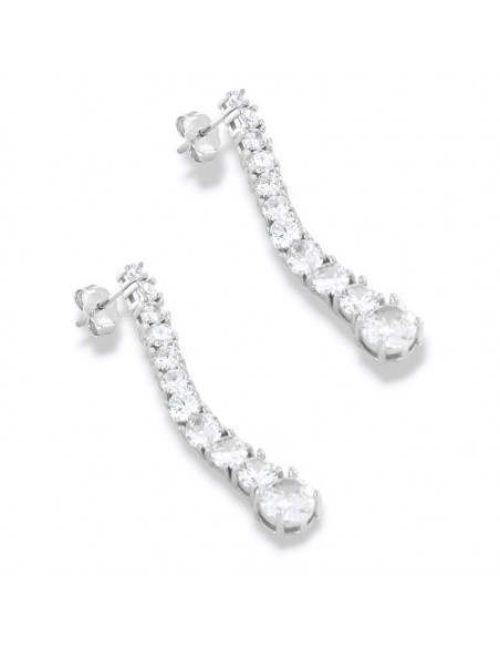 Orecchini Argento Rodiato Ciuffo Zirconi Degradè [134d01bd]
