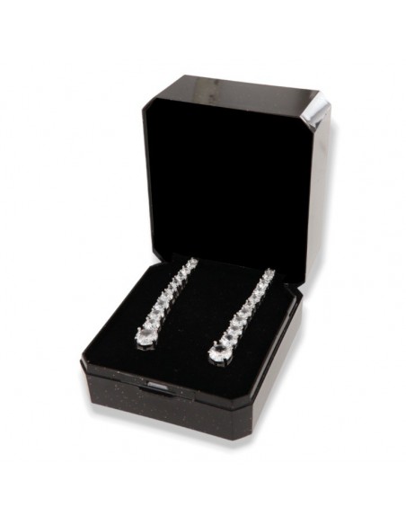 Orecchini Argento Rodiato Ciuffo Zirconi Degradè [a10087a7]