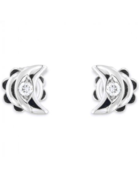 Orecchini Oro Bianco Forma Mezzaluna Diamanti 0,08 Carati [87fc8efd]
