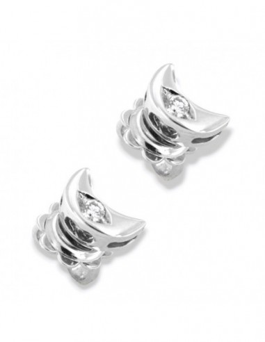 Orecchini Oro Bianco Forma Mezzaluna Diamanti 0,08 Carati [9ee0e18d]