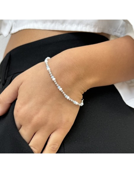 Bracciale Argento Rodiato Sfere Bianche E Celesti [573da47f]
