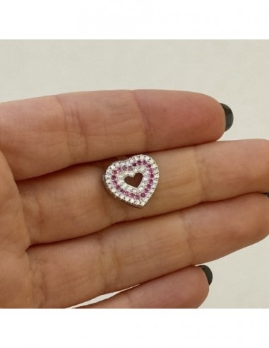 Ciondolo Argento Rodiato Cuore Zirconi Bianchi Viola [4006c1bd]