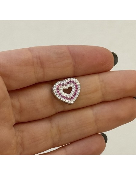 Ciondolo Argento Rodiato Cuore Zirconi Bianchi Viola [4006c1bd]
