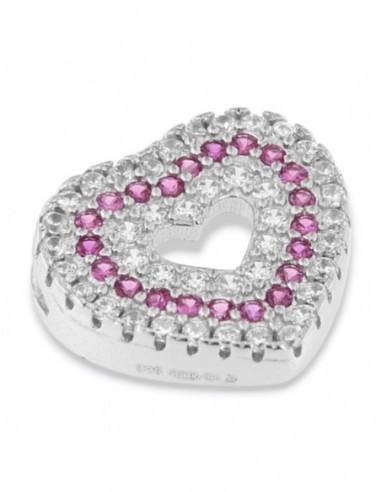 Ciondolo Argento Rodiato Cuore Zirconi Bianchi Viola [f71b00b9]