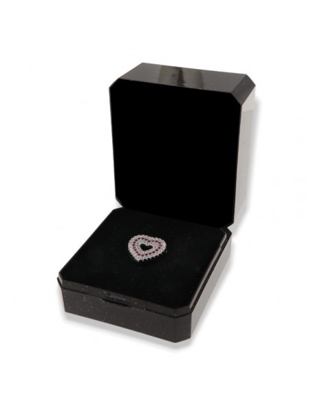 Ciondolo Argento Rodiato Cuore Zirconi Bianchi Viola [455686a3]