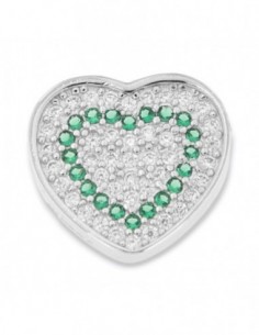 Ciondolo Argento Rodiato Cuore Zirconi Bianchi Verdi [c15a88f5]