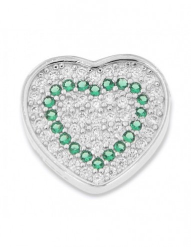 Ciondolo Argento Rodiato Cuore Zirconi Bianchi Verdi [c15a88f5]