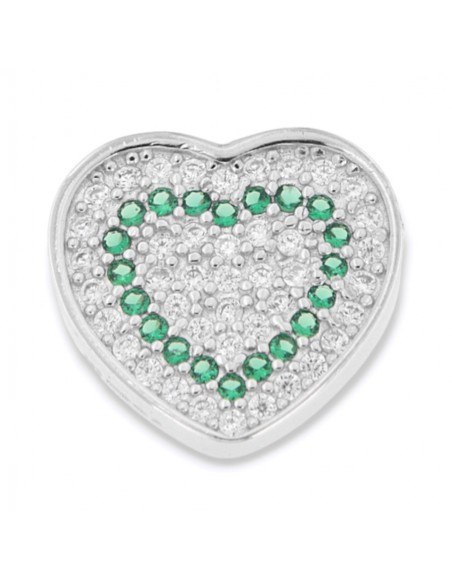Ciondolo Argento Rodiato Cuore Zirconi Bianchi Verdi [c15a88f5]