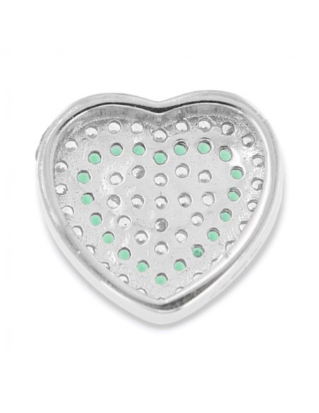 Ciondolo Argento Rodiato Cuore Zirconi Bianchi Verdi [7bbe2ea5]
