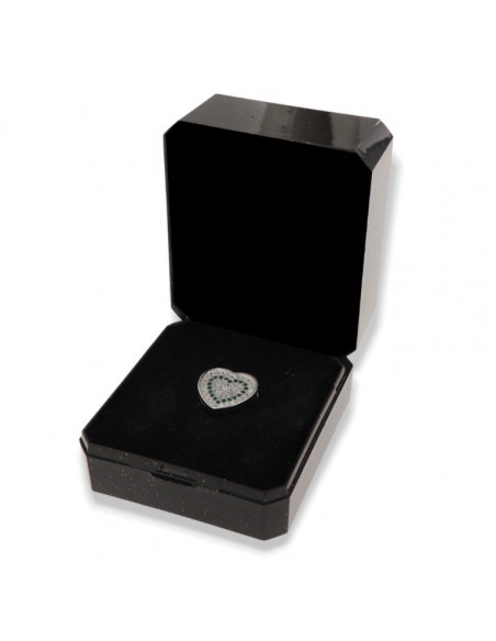 Ciondolo Argento Rodiato Cuore Zirconi Bianchi Verdi [cca3efa1]