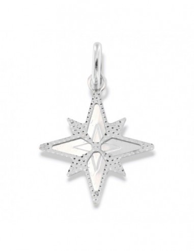 Ciondolo Oro Bianco Rosa Dei Venti Bordi Diamantati [4f817e5f]