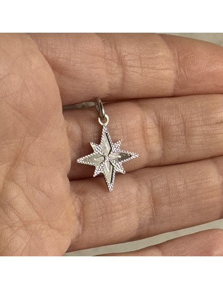 Ciondolo Oro Bianco Rosa Dei Venti Bordi Diamantati [91708d7f]