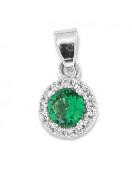 Ciondolo Oro Bianco Punto Luce Zircone Verde [24eabb48]