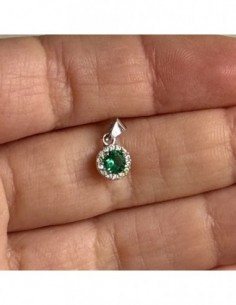 Ciondolo Oro Bianco Punto Luce Zircone Verde [24eabb48] 2