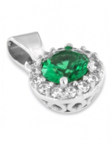 Ciondolo Oro Bianco Punto Luce Zircone Verde [bd73f67d]