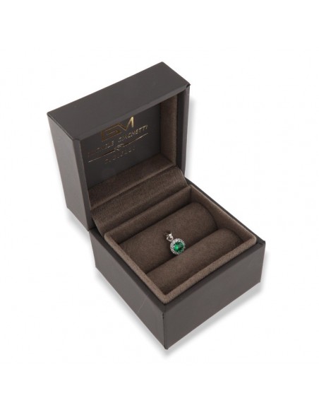Ciondolo Oro Bianco Punto Luce Zircone Verde [0f3e7067]