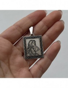 CIONDOLO ARGENTO RODIATO PIASTRA FOTO MEDAGLIA INC [59a40e14] 2