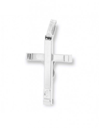 Ciondolo Oro Bianco Croce Gesù Cristo Rilievo 27MM [d691c603]