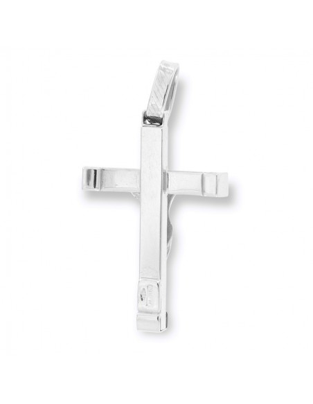 Ciondolo Oro Bianco Croce Gesù Cristo Rilievo 27MM [d691c603]