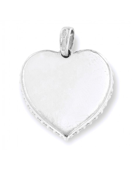 Ciondolo Oro Bianco Cuore Bordi Zirconi Bianchi [047f9dc6]