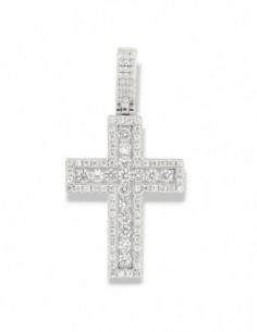 Ciondolo Argento Rodiato Croce Zirconi Contromaglia [0fd9ba21]